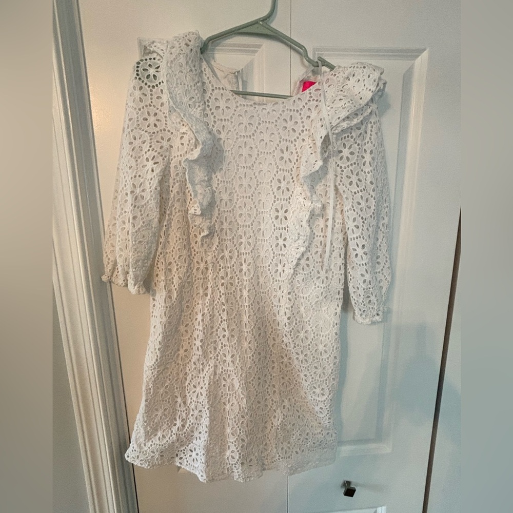 Lilly Pulitzer White Lace Ruffle Dress